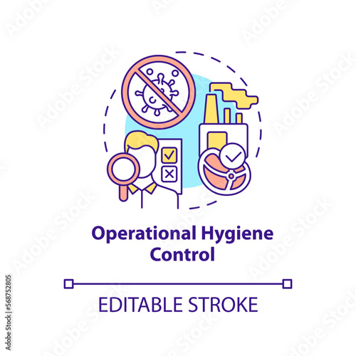 Operational hygiene control concept icon. Planning approach to HACCP abstract idea thin line illustration. Isolated outline drawing. Editable stroke. Arial, Myriad Pro-Bold fonts used