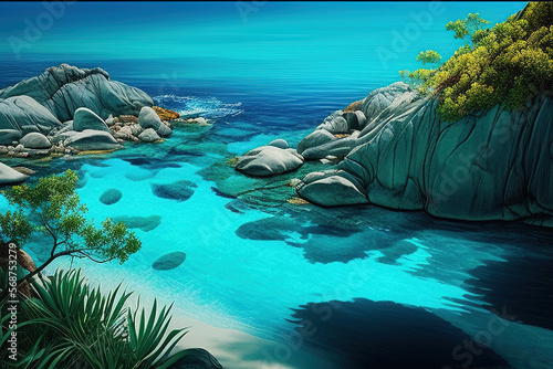 Coastal Escape Wallpaper. landscape of the ocean, Seascape and Crystal Blue Waters Background.