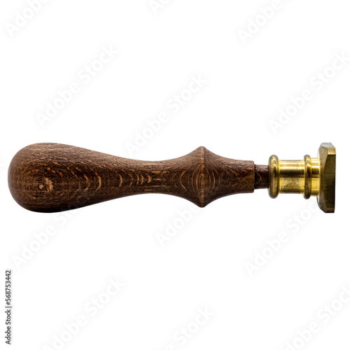 one wooden metalic retro seal stamp, used in the medieval