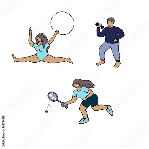 A set of silhouettes of people who play sports.