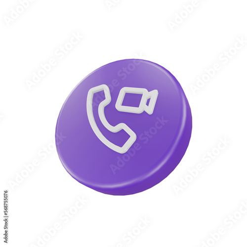 3D Render telephone video call Icon For Web Mobile App Social Media Promotion