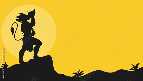 Fotografija Lord Hanuman silhouette banner, hanuman jayanti