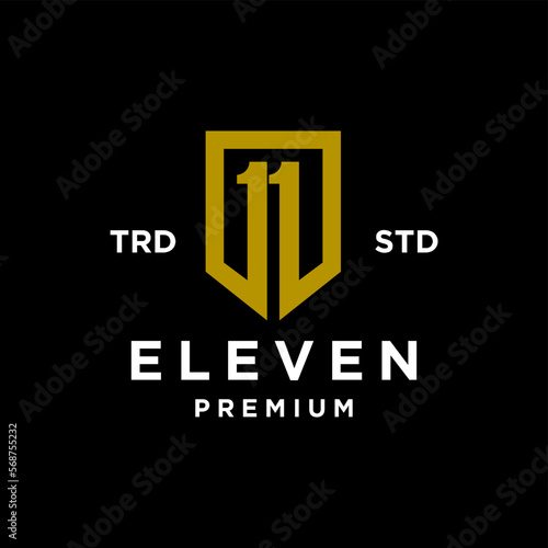 Eleven Initial number 11 icon design logo minimal template