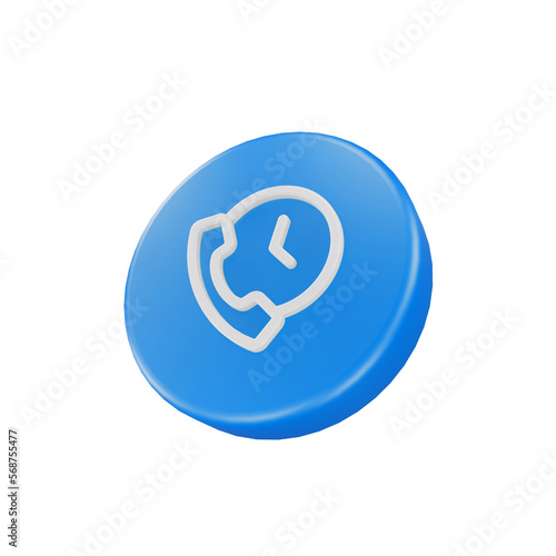 3D Render phone time call Icon For Web Mobile App Social Media Promotion