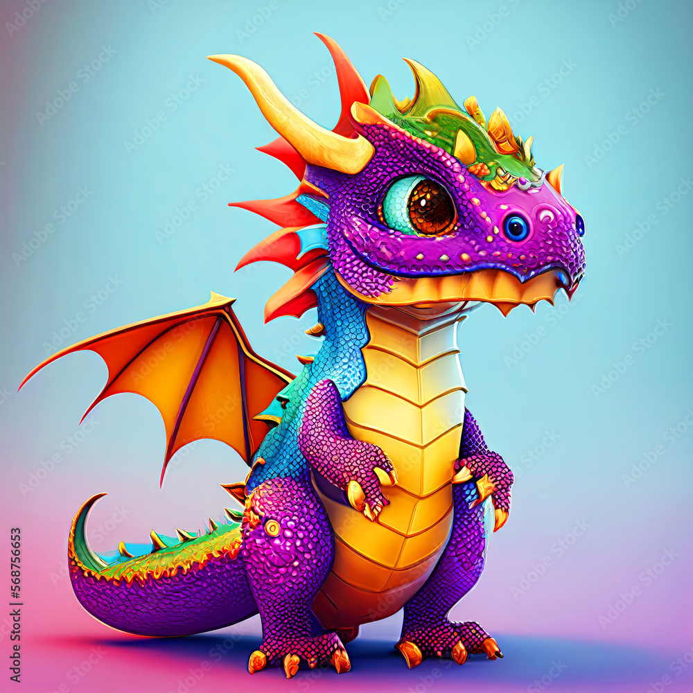 Adorable and cute dragon lizard Illustation, children-friendly cartoon ...