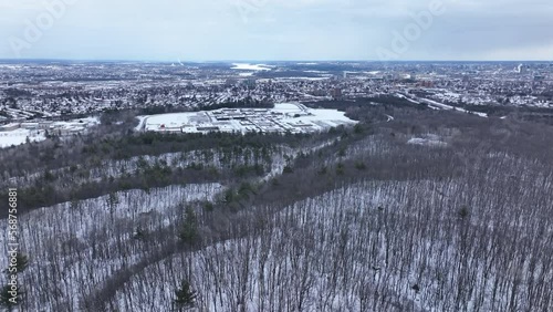 Aerial view of Gatineau park in the winter photo