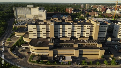 Hospital of Michigan University, aerial drone side view