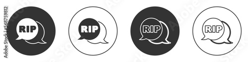 Black Speech bubble rip death icon isolated on white background. Circle button. Vector