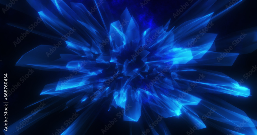Fototapeta premium Abstract blue shiny glowing lines and waves energetic magical like a crystal, abstract background