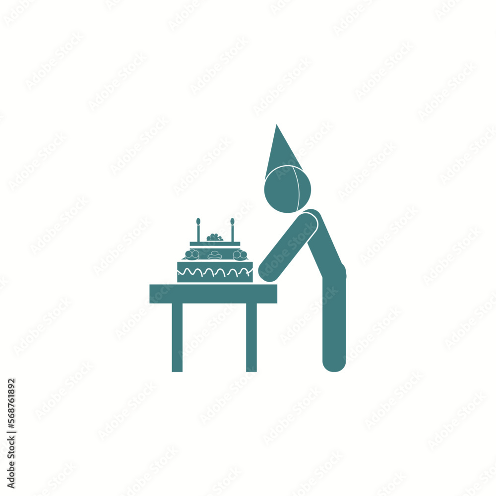 birthday with cake illustration.Vector birthday with cake illustration.Vector