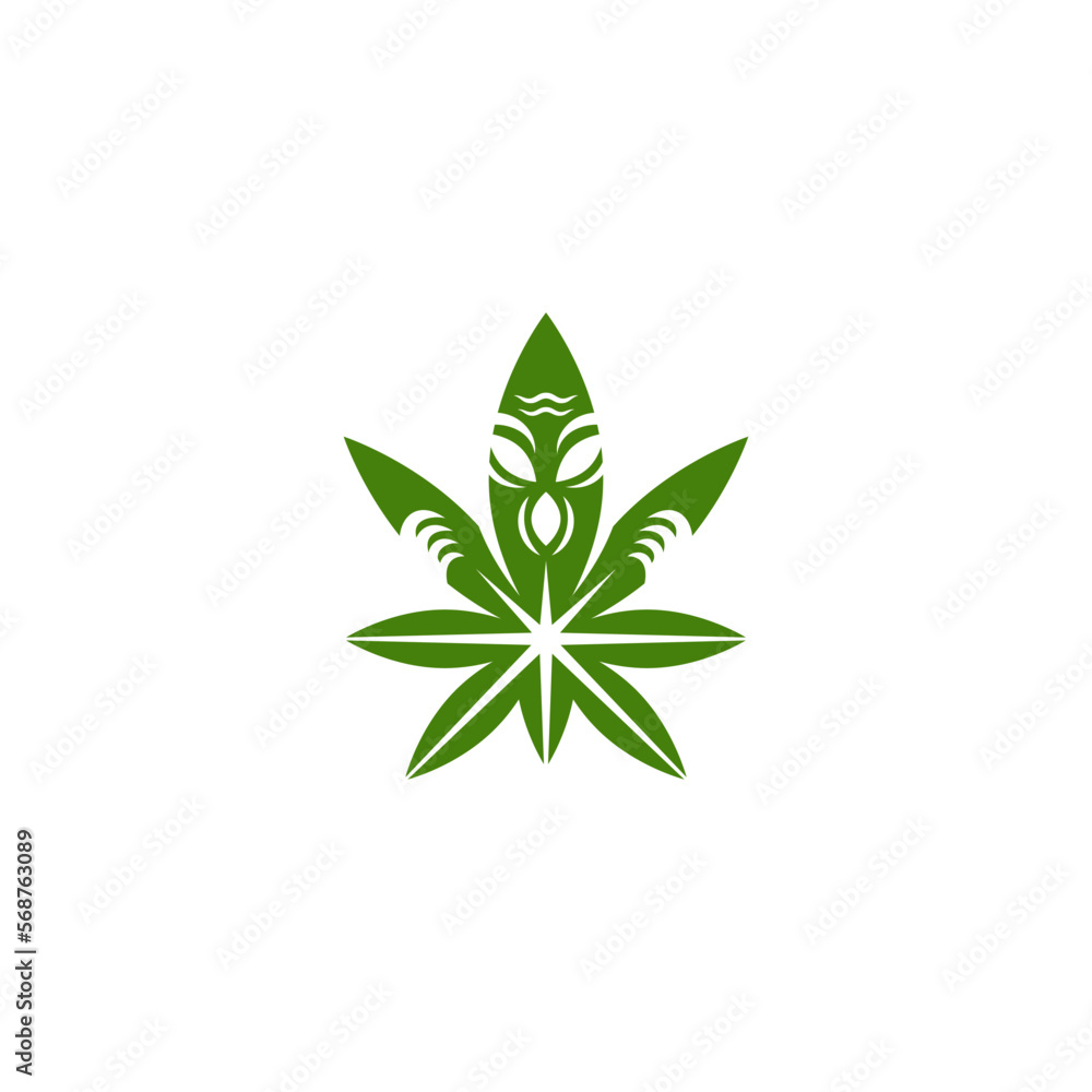 Cannabis leaf combination with alien. Logo design. Cannabis leaf combination with alien. Logo design.