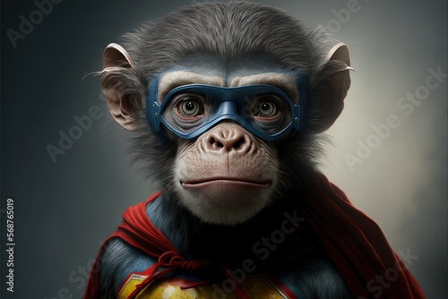 A monkey dressed up like its preferred superhero: superman. Generative ai