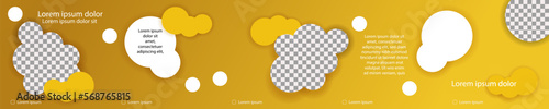 Internet application carousel bubbles on yellow backgroundan endless post to insert your photo. Vector illustration.