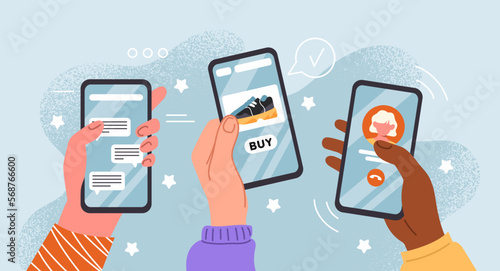 Hands holding smartphones