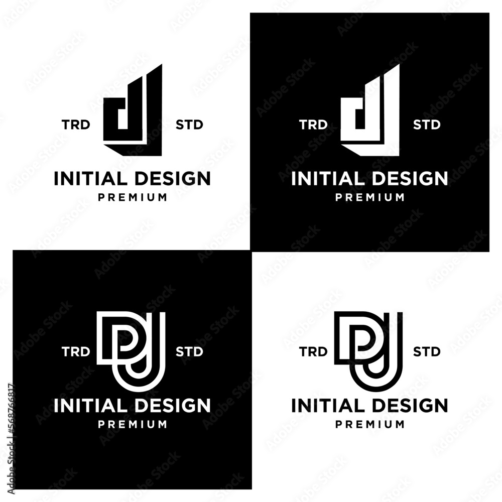 DJ Initial design letter template set collection logo Stock Vector ...