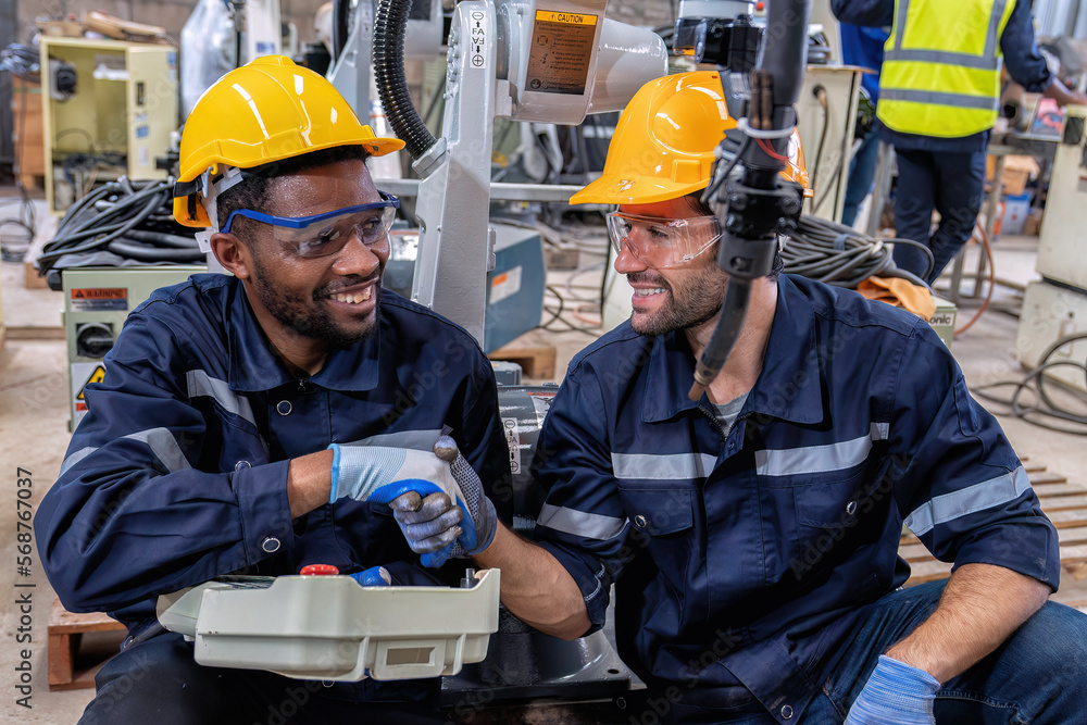 Maintenance engineer repair and programing robotic arm in factory Industry robot service shop Maintenance engineer repair and programing robotic arm in factory Industry robot service shop