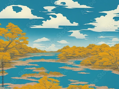 Mountains  japanese style created with generative ai technology