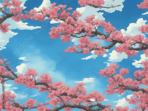 cherry blossom sakura created with generative ai technology