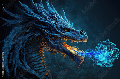 illustration of the blue dragon
