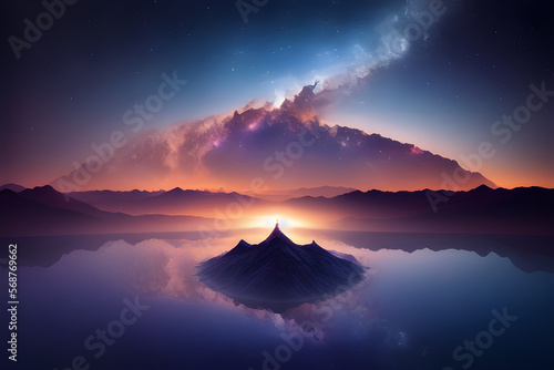 AI Digital Illustration Cosmic Sky Night Landscape