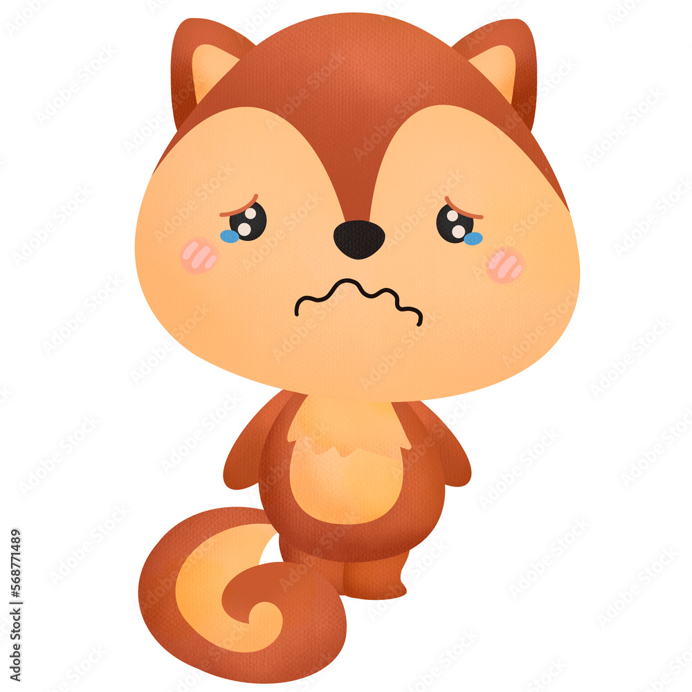 Obraz premium a watercolor of a cute sad squirrel 