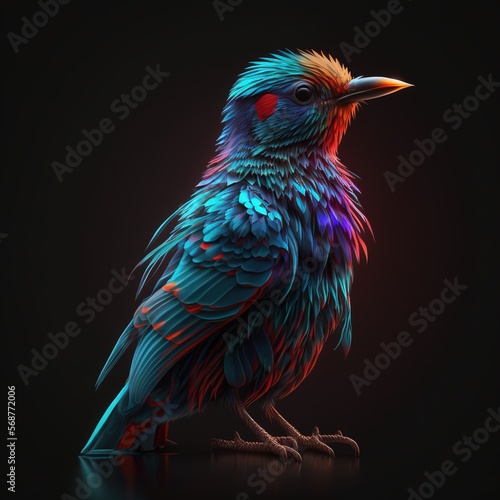 vivid color splashes bird portrait