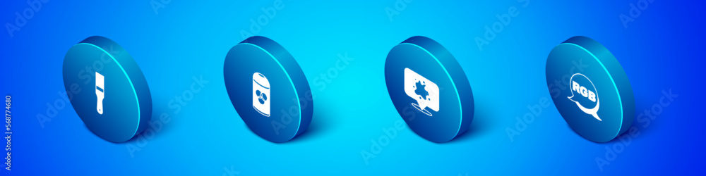 Set Isometric Paint brush, spray, RGB and can icon. Vector Set Isometric Paint brush, spray, RGB and can icon. Vector