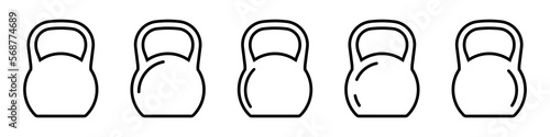 Kettlebell line icon. Weight icon, training equipment flat vector icon for exercise apps and websites.