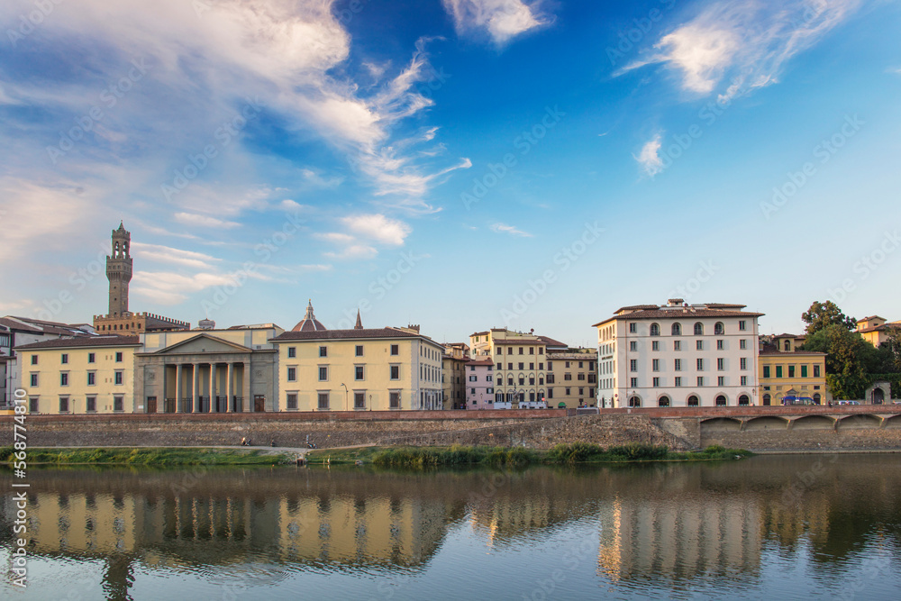 Beautiful view of the banks of the Arno River in Florence, Italy