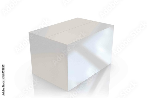 Cardboard box mockup with white background and reflection image