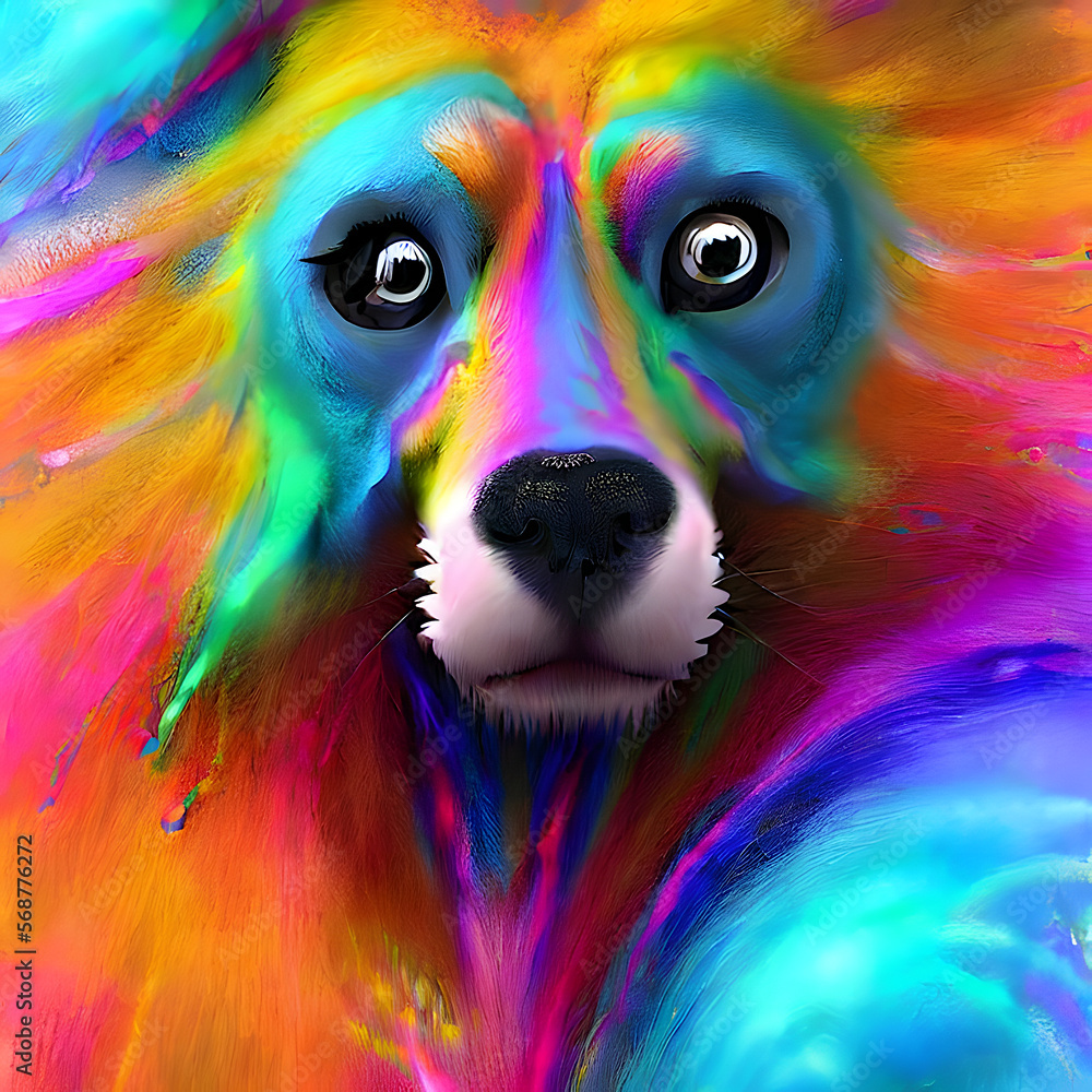 Ein Bunter Hund. created with psychedelic generative AI technology Stock  Illustration | Adobe Stock