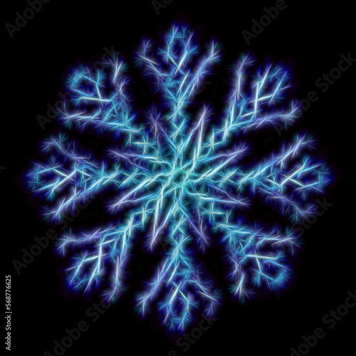 abstract graphic design element snowflake on black background