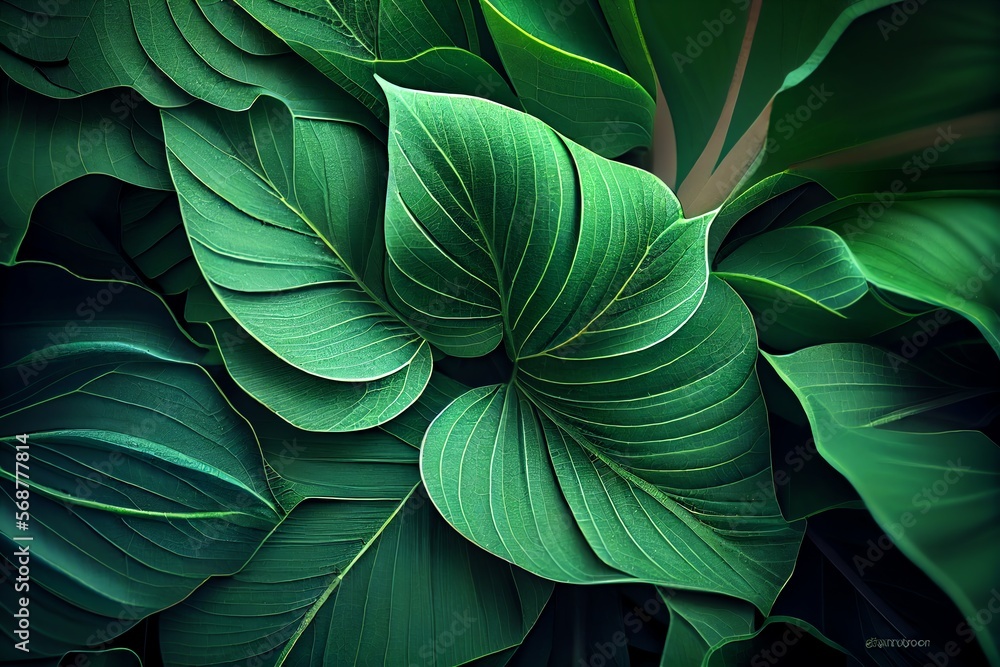 Obraz premium Green leaf background. Generative AI