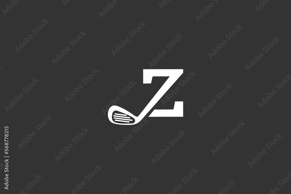 Z letter with golf stick typograohy logo design, Golf stick logo, Z with golf stick Z letter with golf stick typograohy logo design, Golf stick logo, Z with golf stick