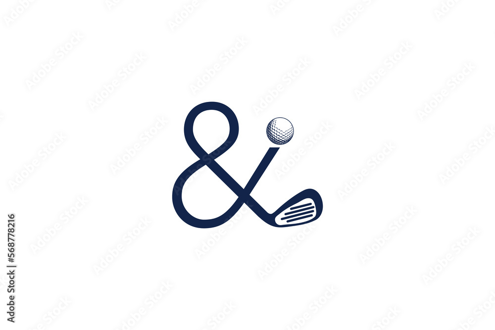 Golf stick with & letter logo design, & golf logo, golf logo design Golf stick with & letter logo design, & golf logo, golf logo design