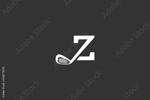 Z letter with golf stick typograohy logo design, Golf stick logo, Z with golf stick 