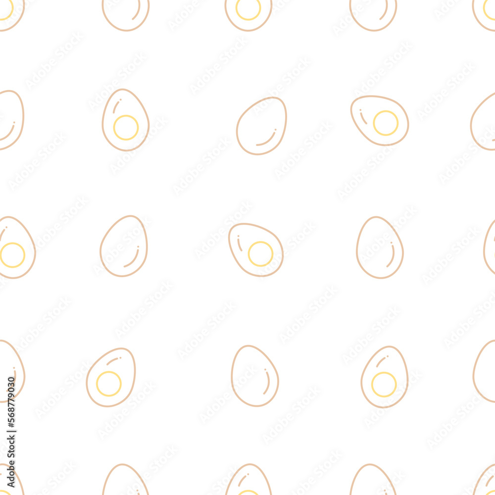 Cut eggs with yolk and eggs on a white background. Seamless line vector simple pattern Cut eggs with yolk and eggs on a white background. Seamless line vector simple pattern