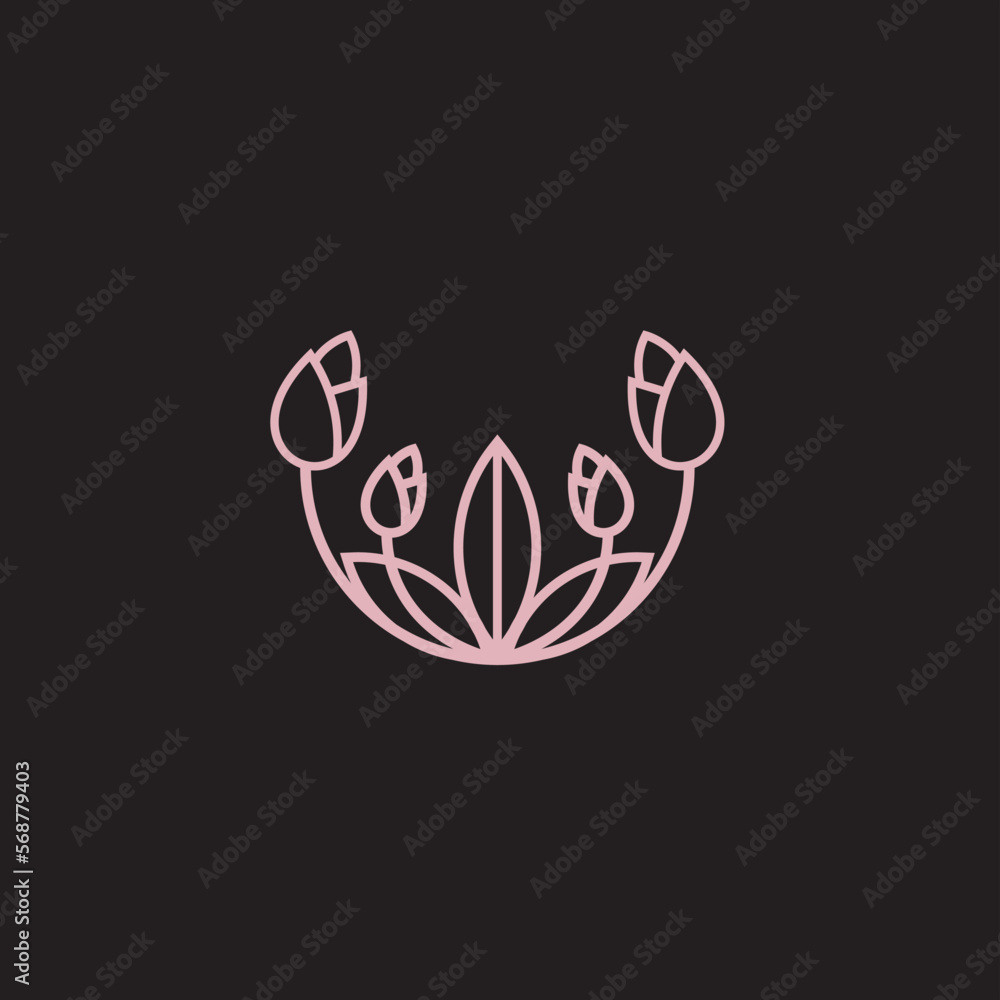 Fototapeta premium floral abstract logo on the black background.