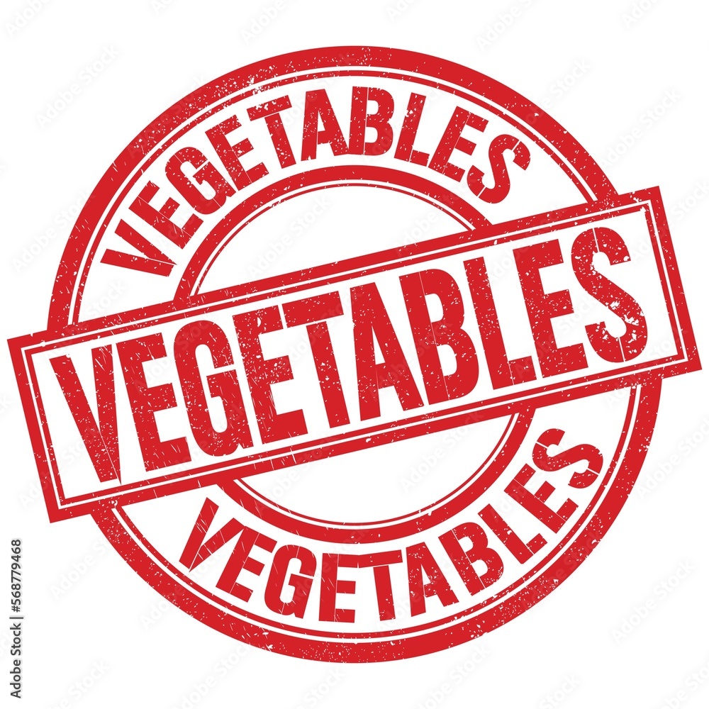 VEGETABLES written word on red stamp sign VEGETABLES written word on red stamp sign