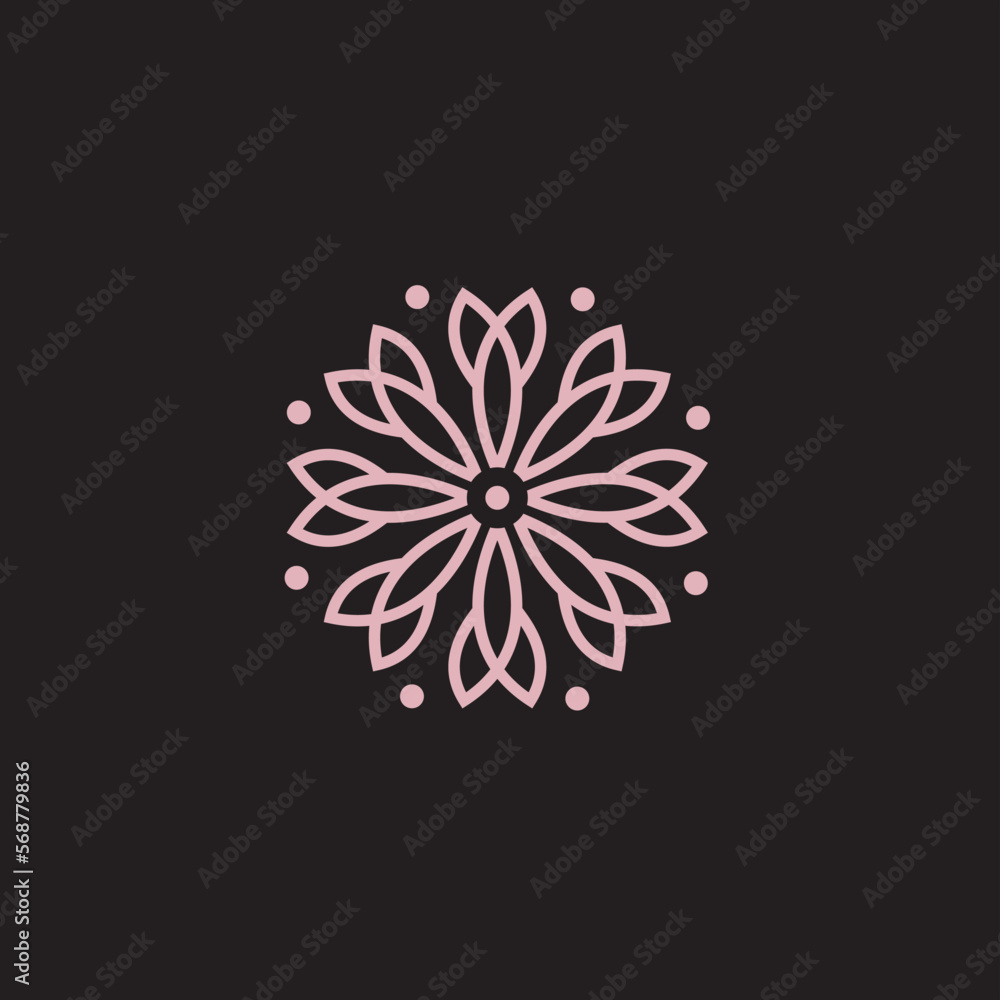 floral abstract logo on the black background. floral abstract logo on the black background.
