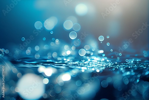 Blurred blue water. Generative AI photo