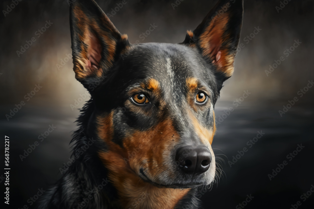 Kelpie or Australian Kelpie wallpaper. Generative AI. Kelpie or Australian Kelpie wallpaper. Generative AI.