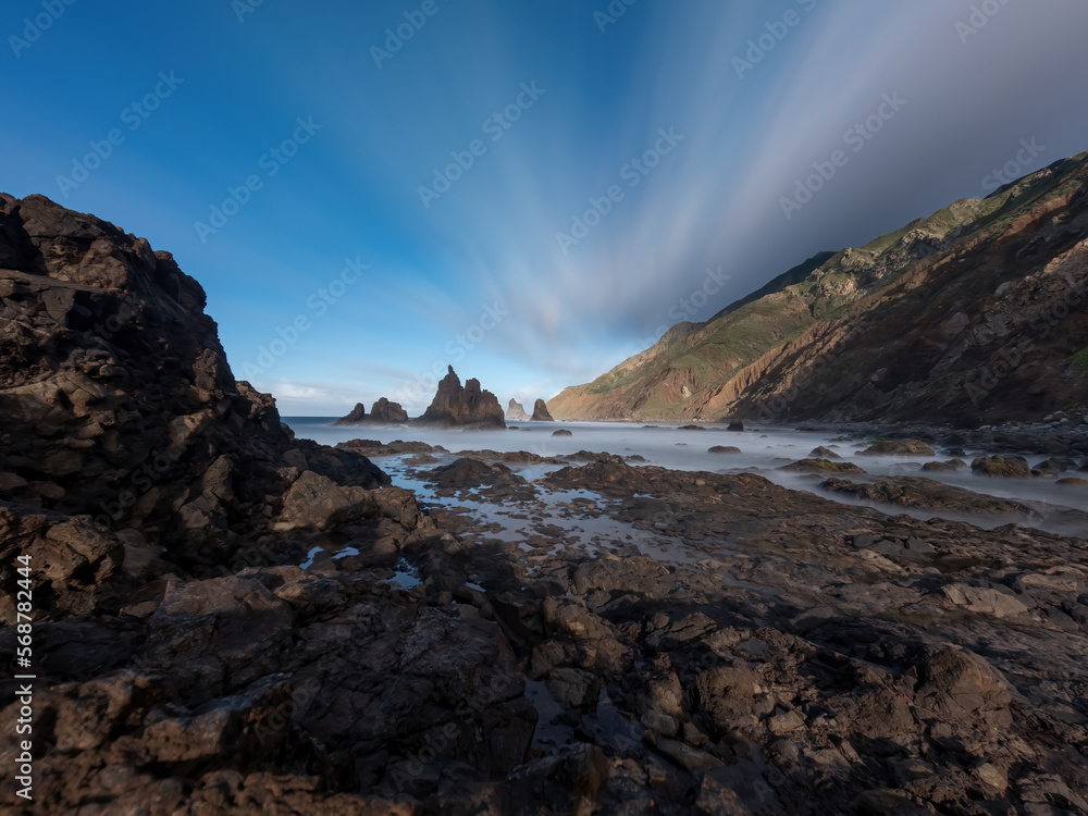 Long exposure in the wild beach of Benijo Long exposure in the wild beach of Benijo