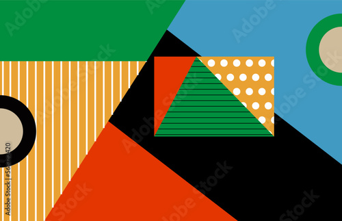 Deconstructed postmodern illustrations of vector abstract symbols with bold geometric shapes