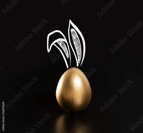 Happy Easter, Rabbits's ears, Gold eggs.	
