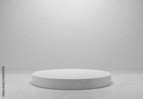 3D rendering, empty podium platform for product display on white background, decoration, interior view, pedestal display © Polygoneer 
