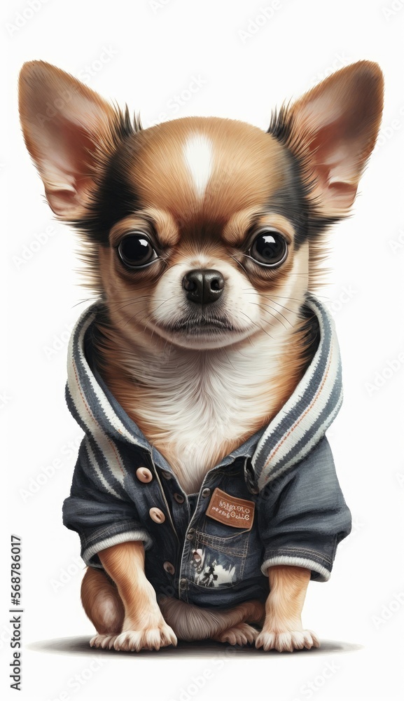Little chihuahua cute children illustration. Isolated. Illustration of the character.