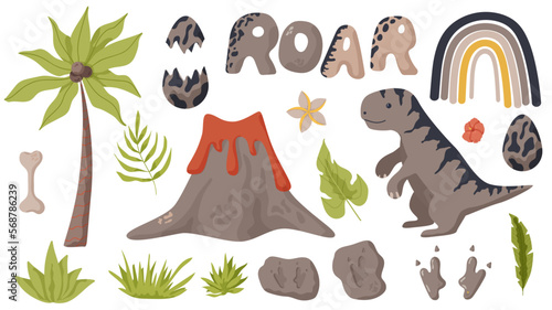 Dinosaur footprint tracks. Illustrations paw, claw predator. Dinosaur footprint perfect for textile, wrap and wallpaper and design.