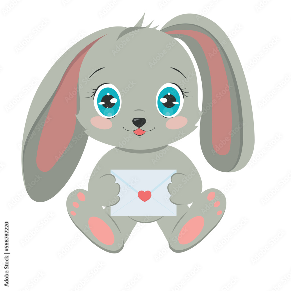 Cute cartoon rabbit on a white background. Funny rabbit for valentine's day and greeting cards. Vector illustration isolated on white background
Cute cartoon rabbit on a white background. Funny rabbit for valentine's day and greeting cards. Vector illustration isolated on white background