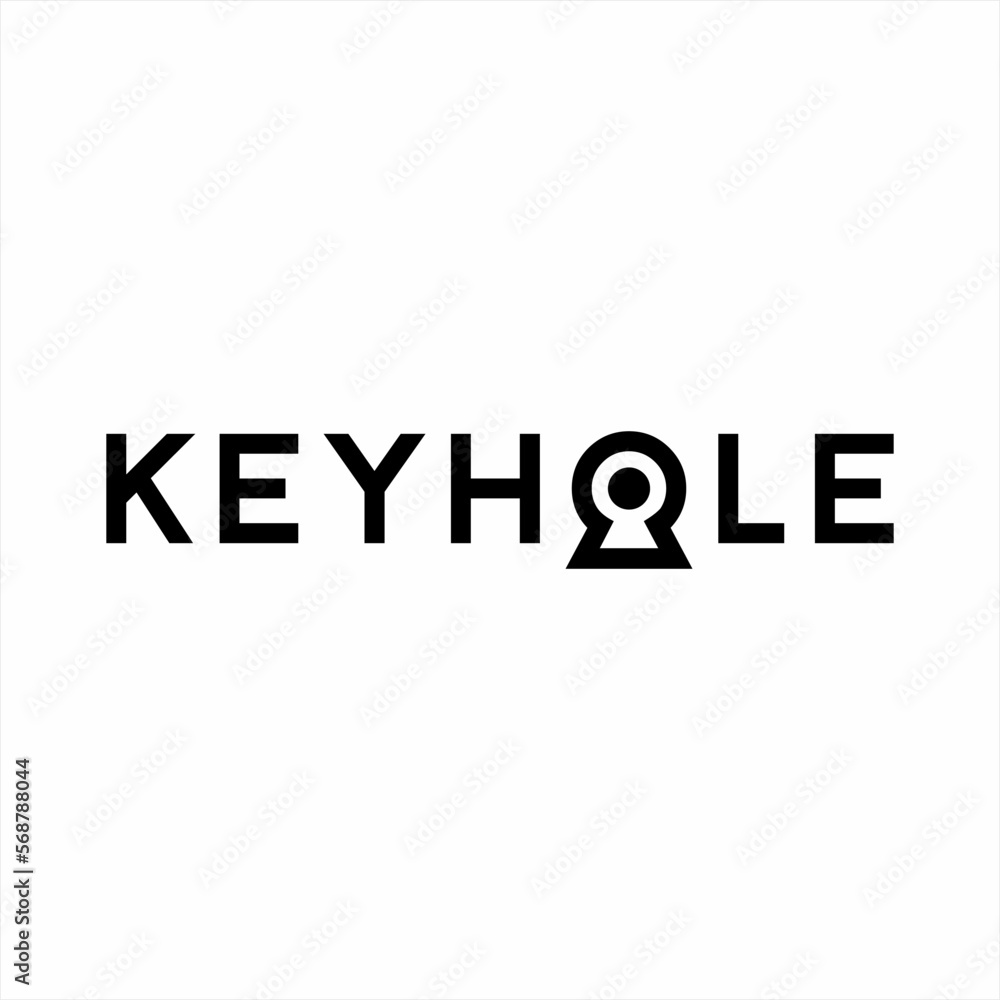 Keyhole word design with keyhole symbol on letter O. Keyhole word design with keyhole symbol on letter O.